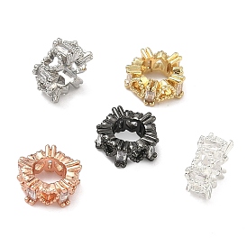 Бусины в форме сердца из латуни с микропаве и прозрачным кубическим цирконием, европейские бусины, RONDELLE большие шарики отверстия, без кадмия и без свинца, стойки покрытие, долговечный