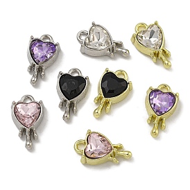 Rack Plating Alloy & Glass Charms, Lead Free & Cadmium Free & Nickel Free, Heart Charms