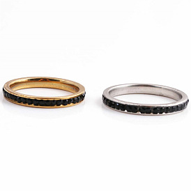Sparkling Black Diamond Titanium Steel Ring for Men and Women - Chic Nightclub Fashion Accessory