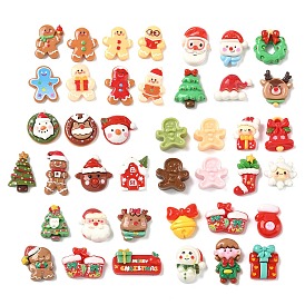 Кабошоны из непрозрачной смолы с рождественской тематикой, разнообразные