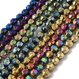 Electroplated Synthetic Non-magnetic Hematite Beads Strands, Faceted Bicone Barrel Drum