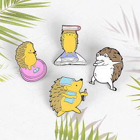 Cute Hedgehog Cartoon Brooch Pin for Book Lovers and Fashion Accessories
