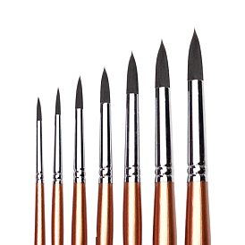 Painting Brush Set, Wolf Mane Brush Head with Wooden Handle and Nickel Plated Copper Pipe, for Watercolor Painting Artist Professional Painting