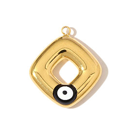 304 нержавеющей стальной эмали подвески, ромб с оберегами от сглаза, ионное покрытие (ip)