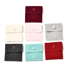 Square Velvet Jewelry Bags, with Snap Fastener