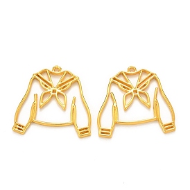 Zinc Alloy Open Back Bezel Pendants, For DIY UV Resin, Epoxy Resin, Pressed Flower Jewelry, Cadmium Free & Lead Free, Uniform Long Sleeve