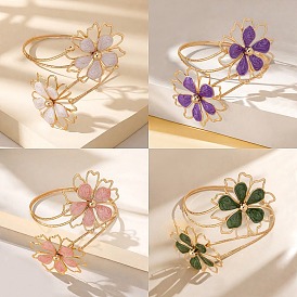 Браслеты-манжеты из сплава с цветочным рисунком и эмалью, браслет для женщин, золотые