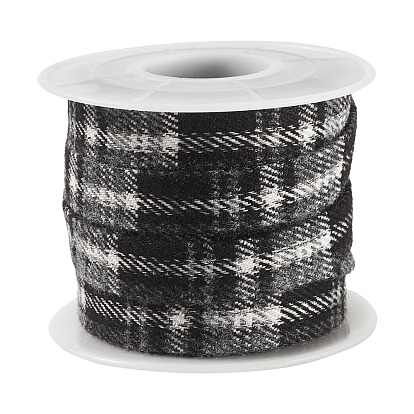 5Yards Polyester Ribbon, Tartan Pattern, for Clothing Decoration, with 1Pc Plastic Spools