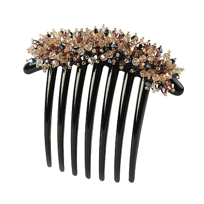 Peigne à cheveux en forme de bourgeon de fleur en cristal brillant - épingle à cheveux chignon élégante, peigne à sept dents.