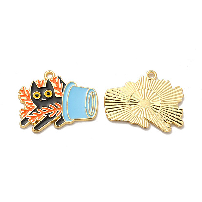 Alloy Enamel Pandants, Lead Free & Cadmium Free, for Halloween, Cat Charm