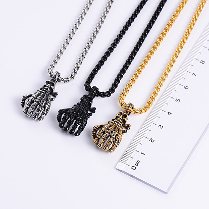 Крутой панк 304 ожерелья с подвеской в виде черепа на руку из нержавеющей стали в стиле американского хип-хопа и уличного стиля