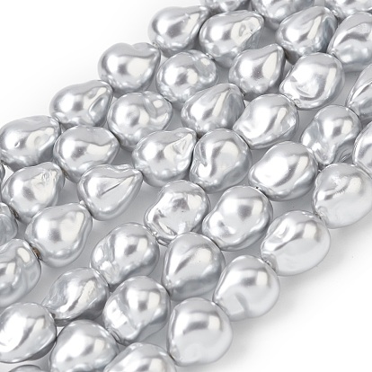 Нити бусин из гальванизированного непрозрачного стекла, имитирующие жемчуг, самородки