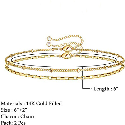 Chic Checkered Bracelet Set: Elegant Double-Layered Beaded Chain and Minimalist Design