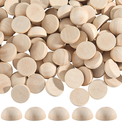 100 шт. Необработанные кабошоны из натурального дерева, неокрашенными, полукруглые / купольные