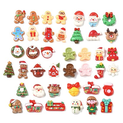 Кабошоны из непрозрачной смолы с рождественской тематикой, разнообразные