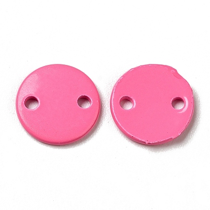 Spray Painted 201 Stainless Steel Connector Charms, Flat Round
