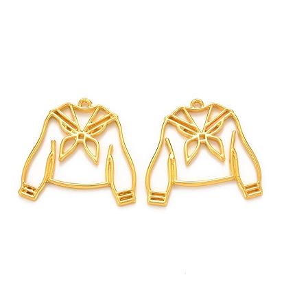 Zinc Alloy Open Back Bezel Pendants, For DIY UV Resin, Epoxy Resin, Pressed Flower Jewelry, Cadmium Free & Lead Free, Uniform Long Sleeve