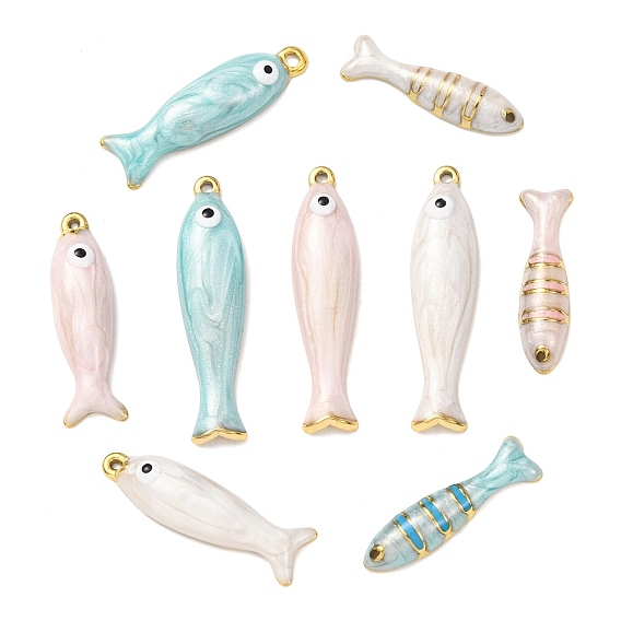 304 подвески из нержавеющей стали, с эмалью, рыбы прелести, реальный 18 k позолоченный, ионное покрытие (ip)