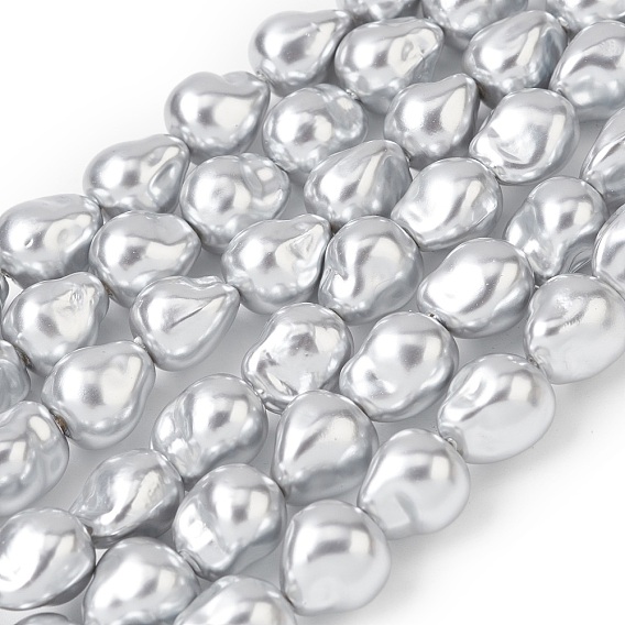 Нити бусин из гальванизированного непрозрачного стекла, имитирующие жемчуг, самородки