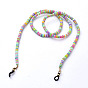 Chaînes de lunettes, tour de cou pour lunettes, perles de heishi en pâte polymère faites main, fermoirs à pince de homard en alliage et extrémités de boucle en caoutchouc