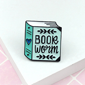 Fashion Cartoon Heart-shaped Book Badge Brooch Gift for Books Lover Artistic Small Present
