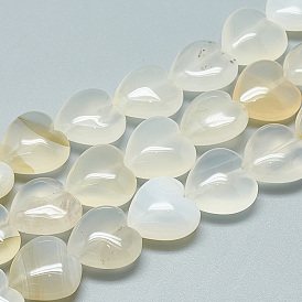 Naturelles agate perles blanches de brins, cœur