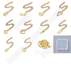 Unicraftale 304 Stainless Steel Chain Extender, Curb Chain, with 202 Stainless Steel Charms