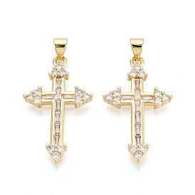 Религиозные латунные подвески с микропаве из прозрачного кубического циркония, крест прелести