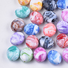 Acrylic Beads, Imitation Gemstone Style, Two Tone, Oval