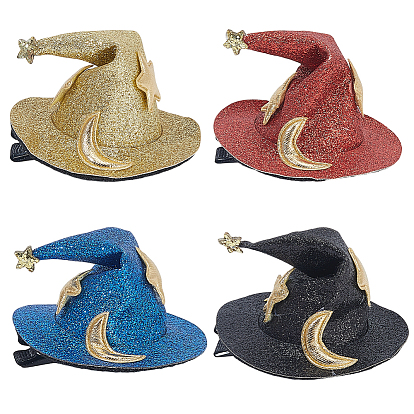 3 шт. 3 цвета аксессуары для волос из искусственной кожи на Хэллоуин, шляпа со звездой, с железными аллигаторными заколками для волос