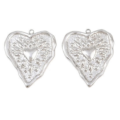 Pendentifs en acier inoxydable, charmes de coeur