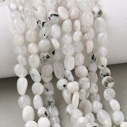 Natural Rainbow Moonstone Beads Strands, Nuggets, Tumbled Stone