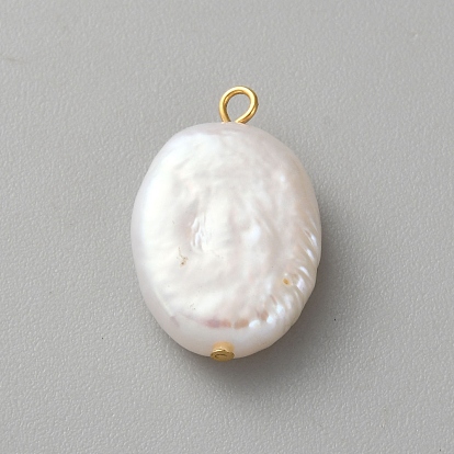 Подвески из натурального барочного жемчуга кеши, с медными петлями, золотые, цветочный белый
