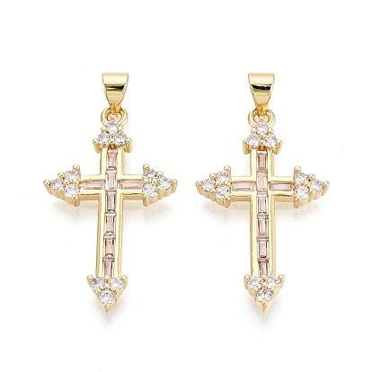 Религиозные латунные подвески с микропаве из прозрачного кубического циркония, крест прелести
