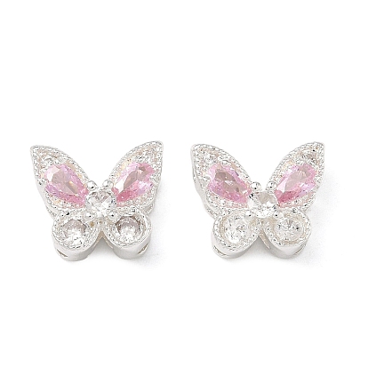 Латунные бусины в форме бабочки, инкрустированные кубическим цирконием.