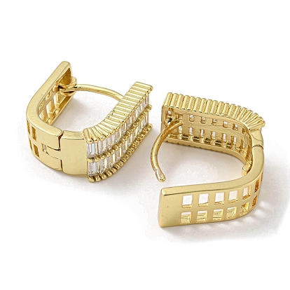 Rack Plating Brass Micro Pave Cubic Zirconia Hoop Earrings for Women, Long-Lasting Plated, Lead Free & Cadmium Free