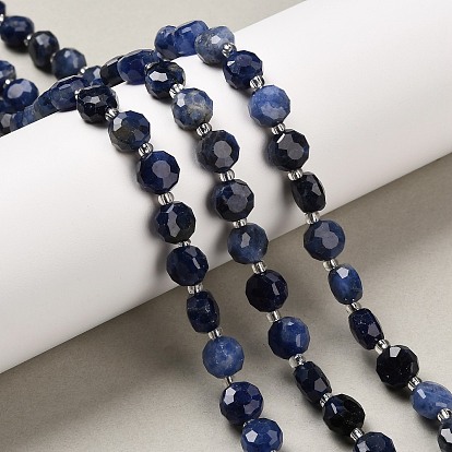 Природный содалит бисер нитей, плоско-круглые, граненые, с бисером