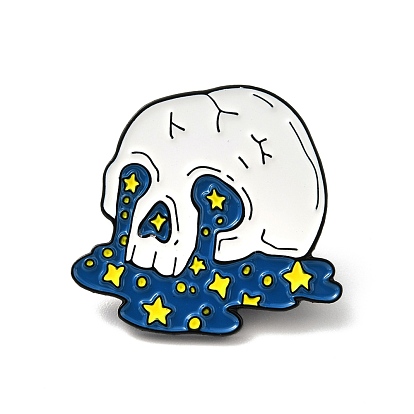 Skull Enamel Pins, Halloween Alloy Badges for Backpack Clothes, Electrophoresis Black