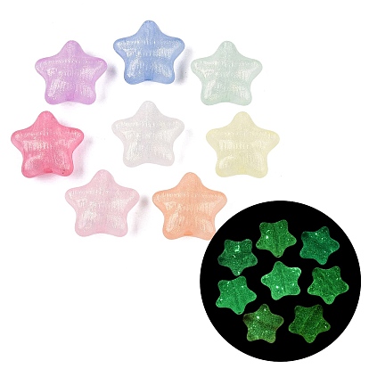 Светящиеся прозрачные акриловые бусины, звезда, с блеском порошок, светится в темноте