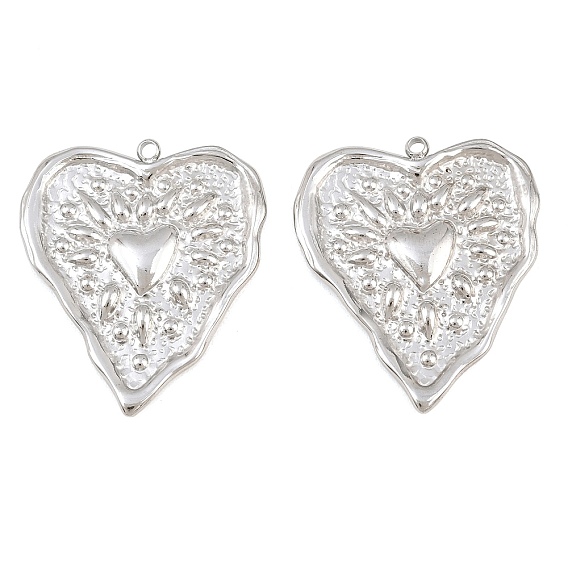 304 Stainless Steel Pendants, Heart Charms