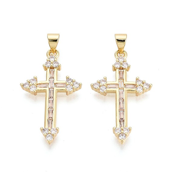 Религиозные латунные подвески с микропаве из прозрачного кубического циркония, крест прелести