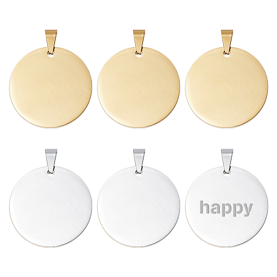 10 шт. 2 цвета, устойчивые к потускнению 201 подвески из нержавеющей стали, пустая бирка с зеркальной полировкой, плоские круглые прелести
