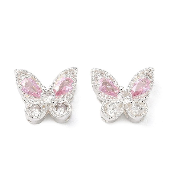 Латунные бусины в форме бабочки, инкрустированные кубическим цирконием.