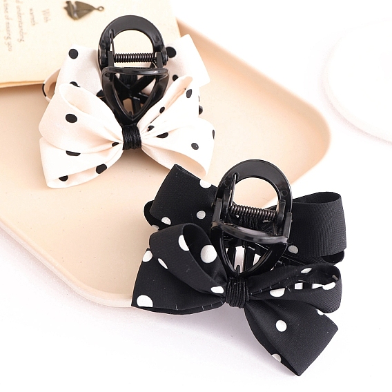 Пластиковые заколки для волос с бантом, аксессуары для волос для женщин и девочек, полька точка рисунок