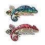 Сплав горный хрусталь брошь, эмалевые булавки, хамелеон