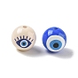 Printed Opaque Acylic Beads, Round with Evil Eye