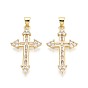 Религиозные латунные подвески с микропаве из прозрачного кубического циркония, крест прелести