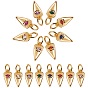 16Pcs 8 Colors Brass Micro Pave Cubic Zirconia Charms, Heart with Evil Eye, Real 18K Gold Plated