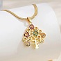 Латунные микропаве цветные кубические цирконии подвески в виде дерева ожерелья для женщин