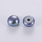 Natural Cultured Freshwater Pearl Beads, Half Drilled, Dyed, Round